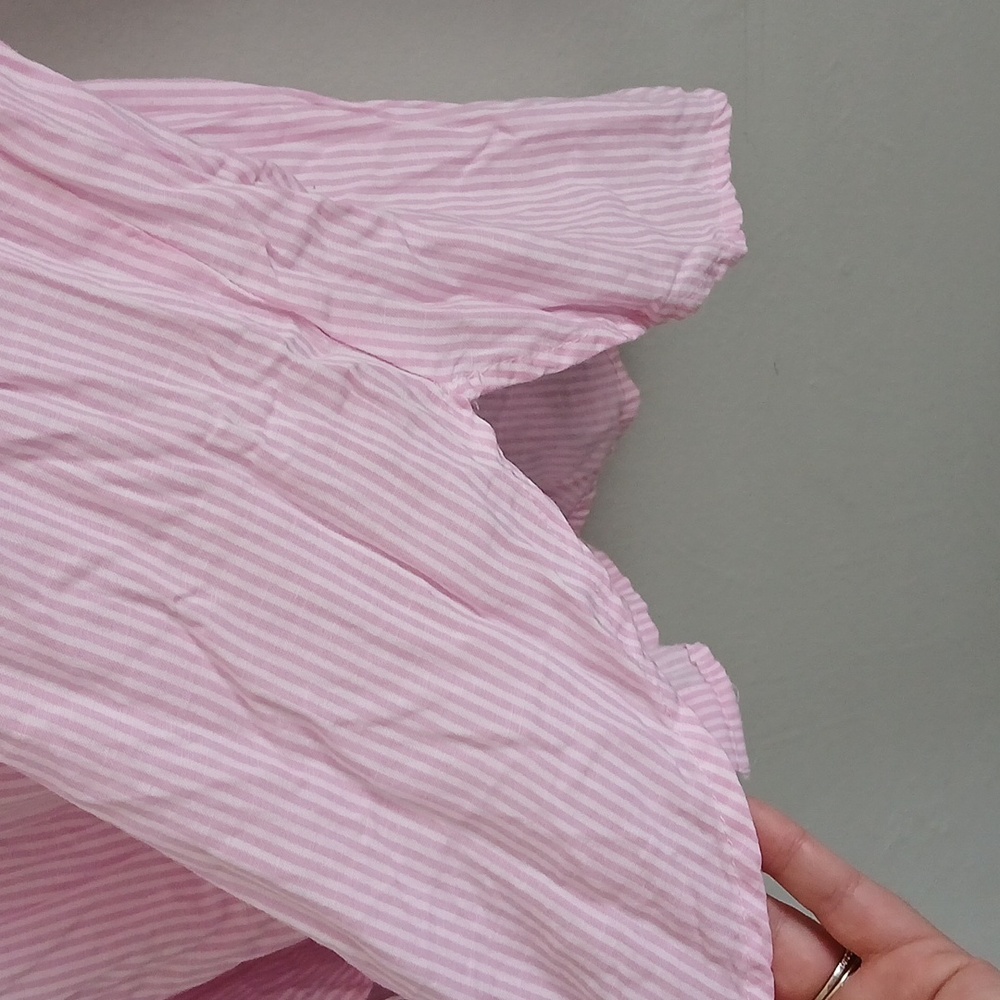 Bershka Women's Light Pink and White Striped Button Up Long Sleeve Shirt Size XS - Picture 5 of 6
